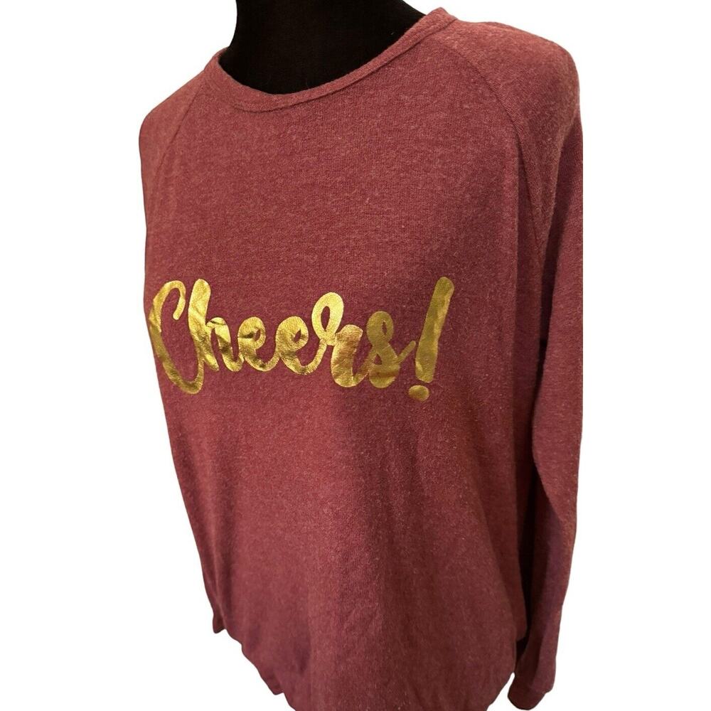 P.J. Salvage Medium Women's Cheers Gold‎ Shimmery Holiday Pajama Sweater Winter